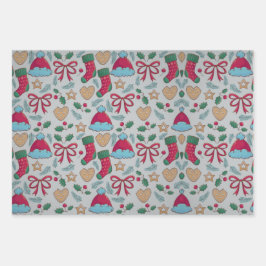 Hoja De Papel De Regalo Patrón de Navidades coloridos