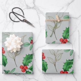 Hoja De Papel De Regalo Patrón de Navidades de color de agua