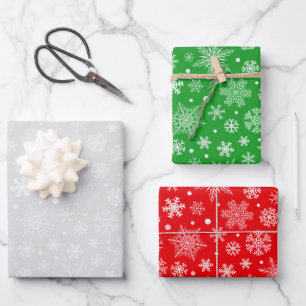 Hoja De Papel De Regalo Patrón de Navidades de copos de nieve de color roj