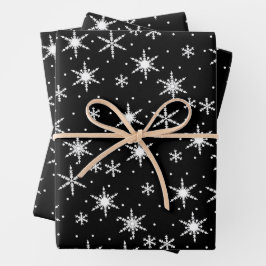 Hoja De Papel De Regalo Patrón de Navidades de copos de nieve en blanco y 