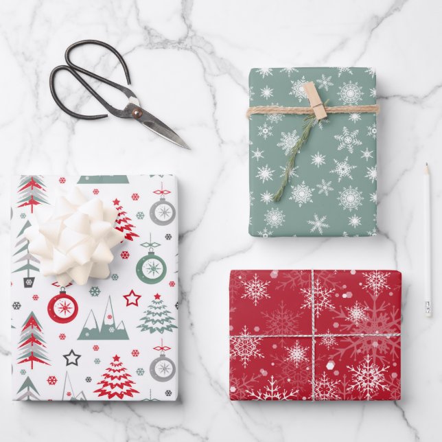 Hoja De Papel De Regalo Patrón de Navidades de invierno. (Anverso)