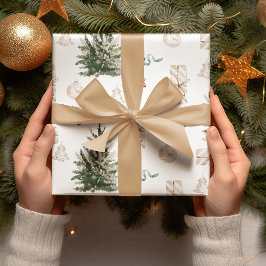 Hoja De Papel De Regalo Patrón de Navidades de moda | Acuarela