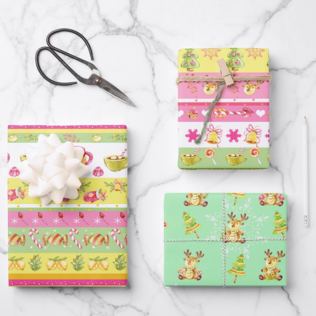 Hoja De Papel De Regalo Patrón de Navidades dulces 🎄 para niños (Anverso)