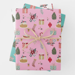 Hoja De Papel De Regalo Patrón de Navidades festivos con regalos y adornos