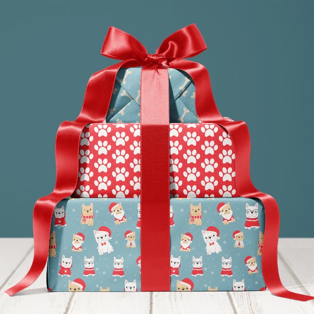 Hoja De Papel De Regalo Patrón de Navidades franceses de Bulldog (Subido por el creador)