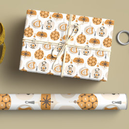 Hoja De Papel De Regalo Patrón de Navidades modernos de mediados de siglo