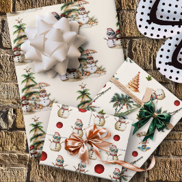 Hoja De Papel De Regalo Patrón de Navidades Sandy Snowman Beach