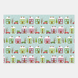 Hoja De Papel De Regalo Patrón de Navidades temáticos de la Casa Cuta