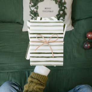 Hoja De Papel De Regalo Patrón de Navidades verdes modernos