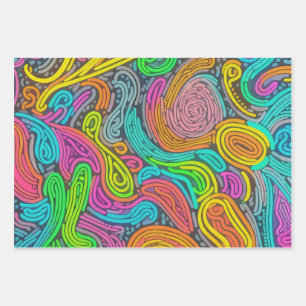 Hoja De Papel De Regalo patrón de neón orgánico líquido