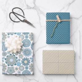 Hoja De Papel De Regalo Patrón de nevadas de Mandala floral festiva