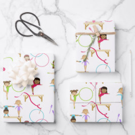 Hoja De Papel De Regalo Patrón de niños de gimnasia multicolor