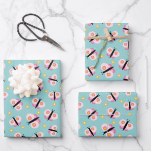 Hoja De Papel De Regalo Patrón de niños de mariposa linda