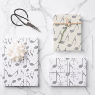 Hoja De Papel De Regalo Patrón de notas musicales de la Moda Houndstoth