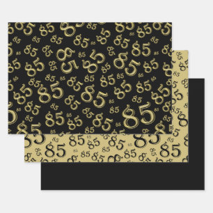 Hoja De Papel De Regalo Patrón de número de oro/negro en el 85º anivers