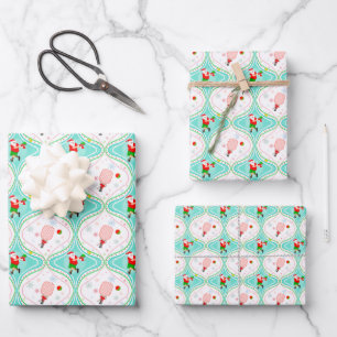 Hoja De Papel De Regalo Patrón de Ogee de Santa Navidad Pickleball