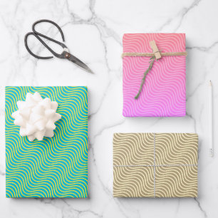 Hoja De Papel De Regalo Patrón de ondas en tres colores