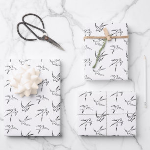 Hoja De Papel De Regalo Patrón de pájaro minimalista