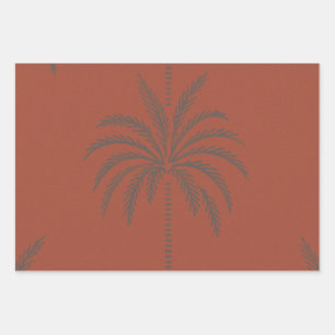 Hoja De Papel De Regalo Patrón de palmera tropical minimalista en terracot