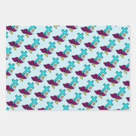 Hoja De Papel De Regalo Patrón de pan de cáliz cruzado de la comunión sagr