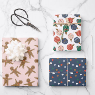 Hoja De Papel De Regalo Patrón de pan de jengibre y ornamentos para Navida