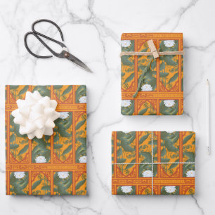 Hoja De Papel De Regalo Patrón de panel botánico de puesta de sol - El Lot