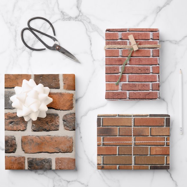 Hoja De Papel De Regalo Patrón de pared de ladrillo rojo (Anverso)