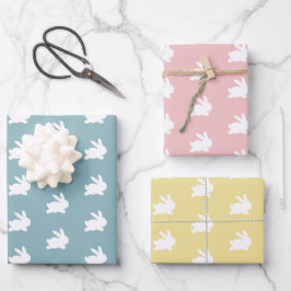 Hoja De Papel De Regalo Patrón de Pascua de Conejo Blanco Colores Pastel