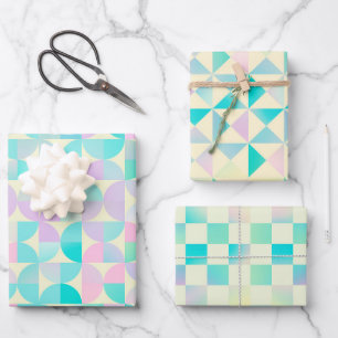 Hoja De Papel De Regalo Patrón de pasto iridiscente holográfico geométrico