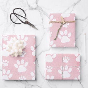 Hoja De Papel De Regalo Patrón De Paws, Patas Blancas, Colores De Agua, Ro
