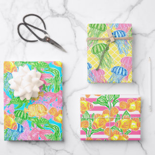 Hoja De Papel De Regalo Patrón de peces tropicales coloridos