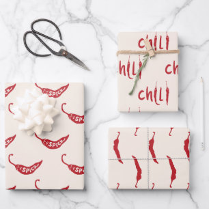 Hoja De Papel De Regalo Patrón de Peppers para Chili Rojo