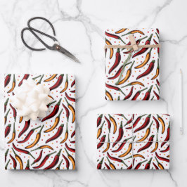 Hoja De Papel De Regalo Patrón de Peppers para Chili Rojo