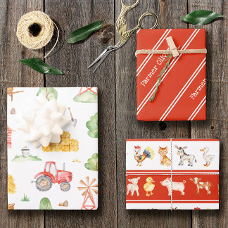 Hoja De Papel De Regalo Patrón de pequeños pequeños agricultores con nombr