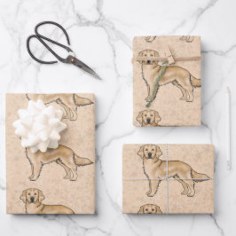 Hoja De Papel De Regalo Patrón de perro adorno de dibujos animados amarill