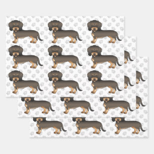 Hoja De Papel De Regalo Patrón de perro Dachshund de pelo duro jabalí y hu