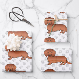 Hoja De Papel De Regalo Patrón de perro de dibujos animados Dachshund de p