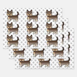 Hoja De Papel De Regalo Patrón de perro Yorkshire Terrier marrón chocolate