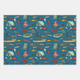 Hoja De Papel De Regalo Patrón de pesca de caucho de goma de la orilla oce