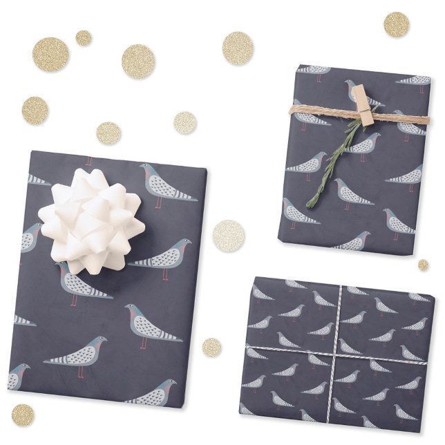 Hoja De Papel De Regalo Patrón de pichón (Fun pigeon bird pattern dark gift wrapping paper)