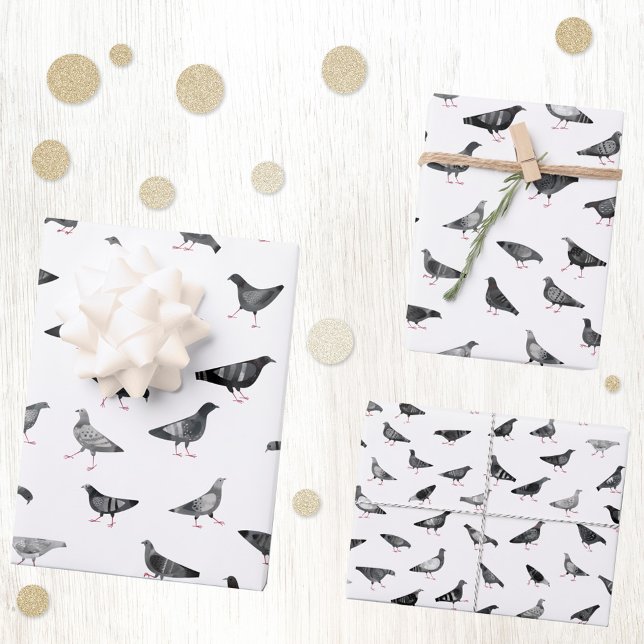 Hoja De Papel De Regalo Patrón de pichón (Fun pigeon bird pattern gift wrapping paper sheets)