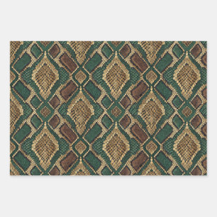 Hoja De Papel De Regalo Patrón de piel de serpiente verde y dorado - Estam