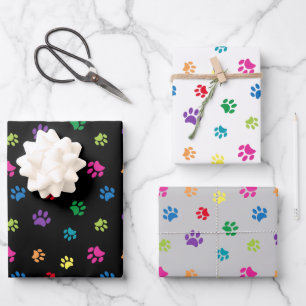Hoja De Papel De Regalo Patrón de pinturas coloridas sobre gris blanco neg