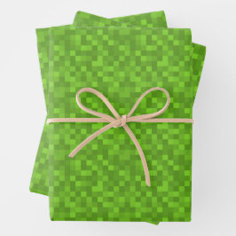 Hoja De Papel De Regalo Patrón de píxel verde retro de 8 bits para juegos