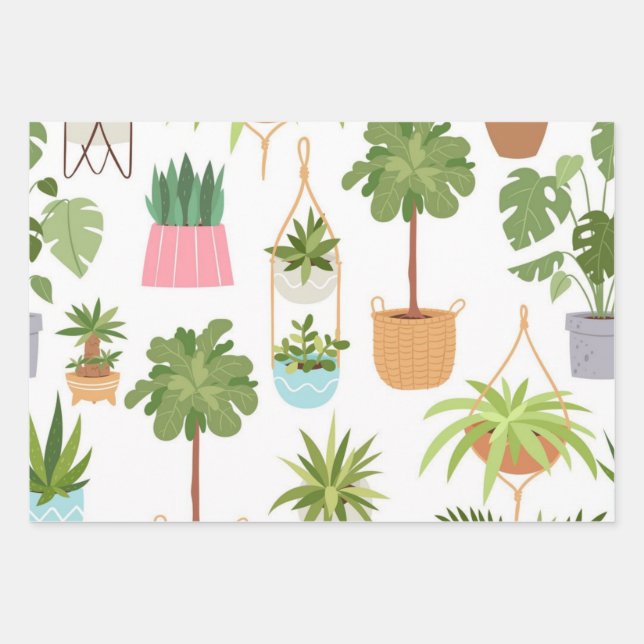 Hoja De Papel De Regalo Patrón de planta (Anverso)