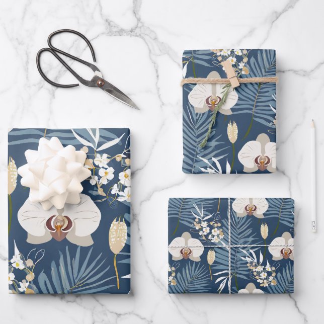 Hoja De Papel De Regalo Patrón de plantas tropicales y flores (Anverso)