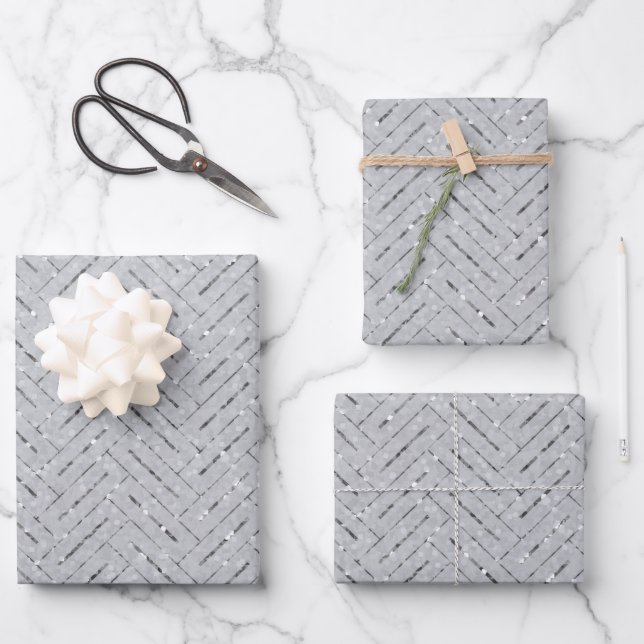 Hoja De Papel De Regalo Patrón de plata gris (Anverso)