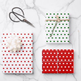 Hoja De Papel De Regalo Patrón de polkadots blancos de color rojo angustia