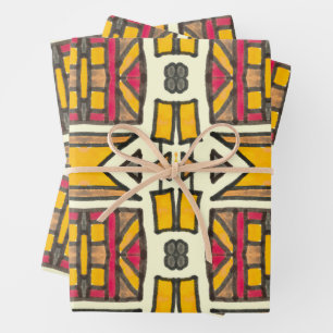 Hoja De Papel De Regalo Patrón de Primitiva Étnica Antiguo