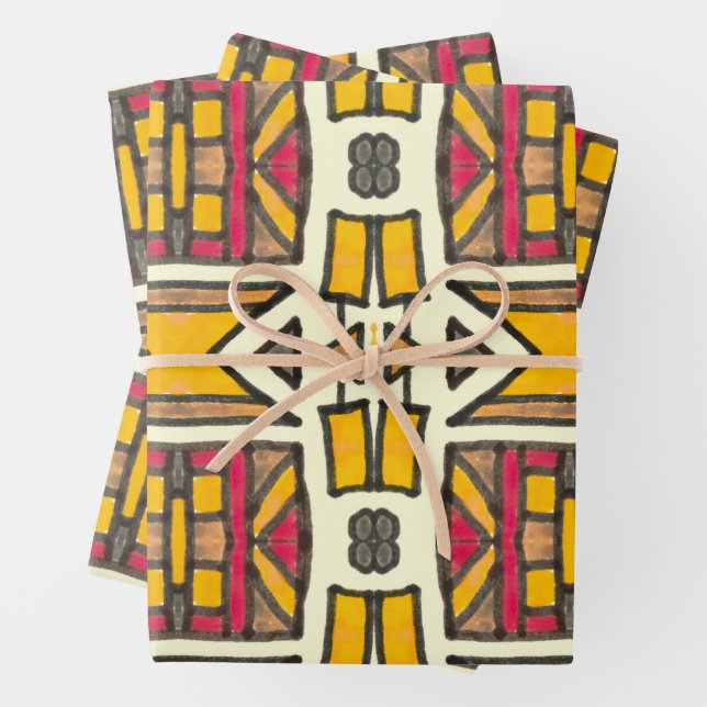 Hoja De Papel De Regalo Patrón de Primitiva Étnica Antiguo (In situ)